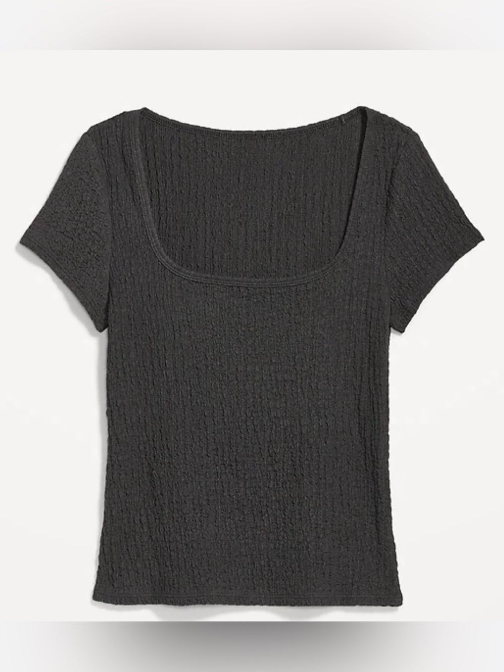 Old Navy Short-Sleeve Square-Neck Textured Tee, Dark Charcoal, Size XL